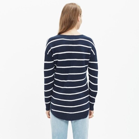 Madewell Chronicle Pullover Sweater in Navy Stripe Size Medium - Picture 3 of 7